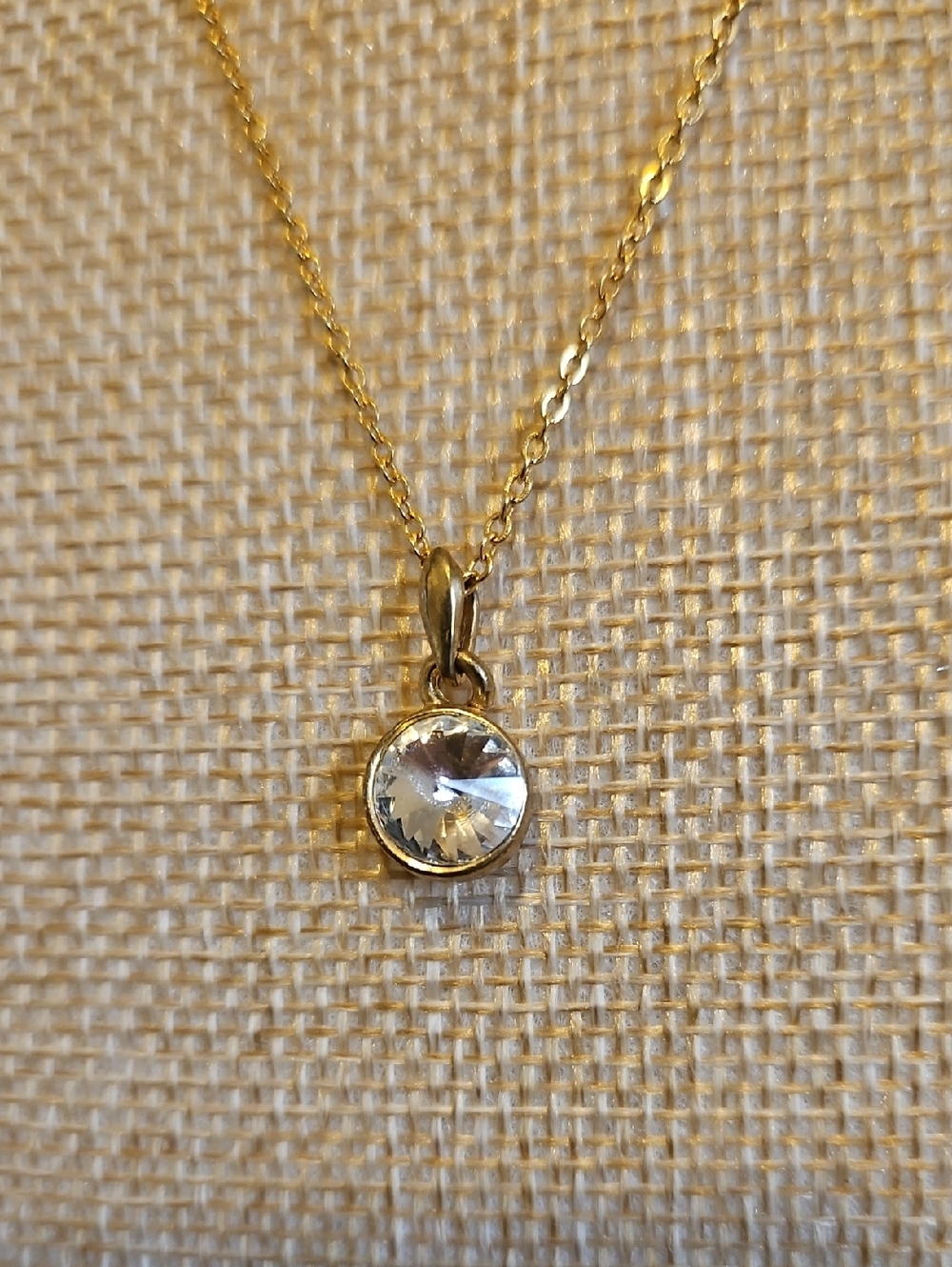 Gold-tone Crystal Pendant Necklace